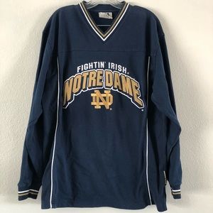 LEE Sport Notre Dame V-neck Embroidered sweater March Maddness Game gear vintage